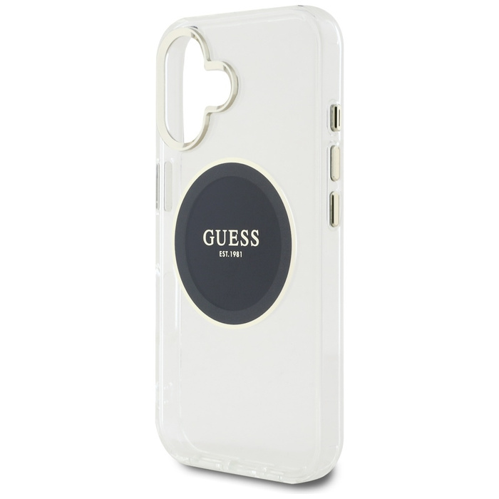 Etui Guess IML Metal Colored Circle      Classic Logo MagSafe do iPhone 16 czarny