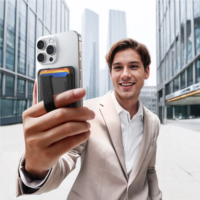 Portfel magnetyczny Joyroom JR-ZS432 kompatybilny z MagSafe - czarny