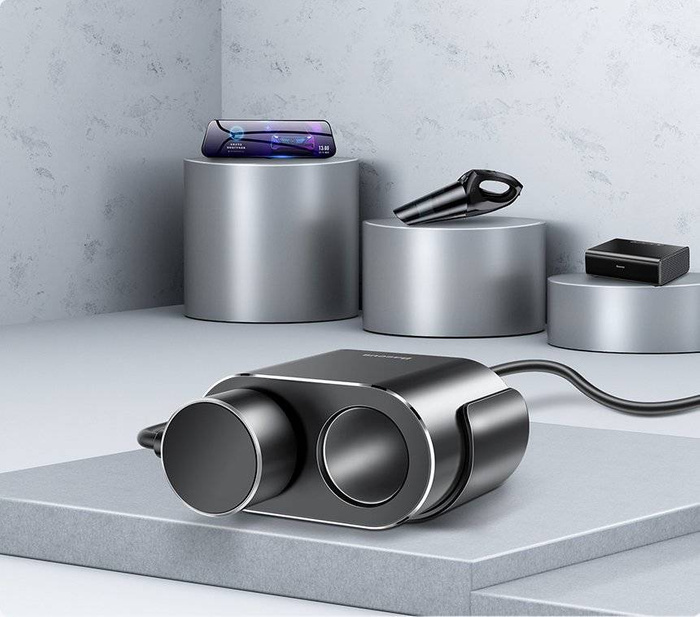 Baseus rozdzielacz rozgałęźnik ładowarki samochodowej 2x USB 3.1A 17W + 2x gniazdo zapalniczki 80W czarny (CRDYQ-01)