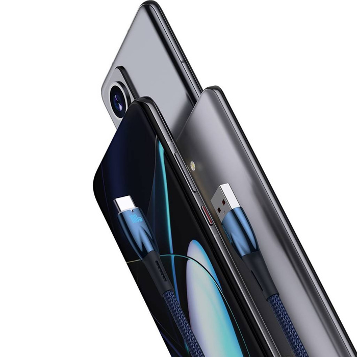 Baseus Glimmer Series kabel do szybkiego ładowania USB-A - USB-C 100W 480Mb/s 1m niebieski