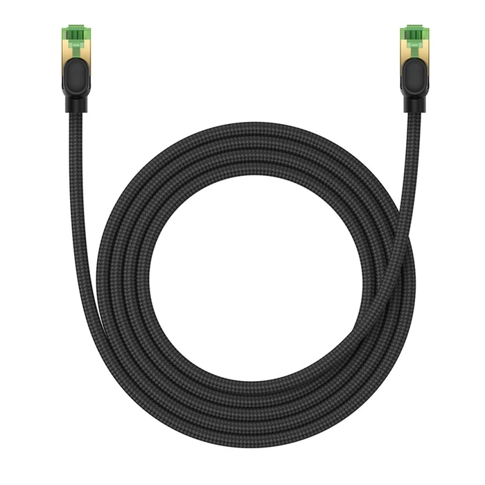 Kabel sieciowy w oplocie kat. 8 Baseus Ethernet RJ45, 40Gbps, 2m (czarny)