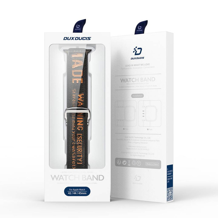Pasek Dux Ducis Strap (Outdoor  Version) pasek Apple Watch Ultra, SE, 8, 7, 6, 5, 4, 3, 2, 1 (49, 45, 44, 42  mm) nylonowa opaska bransoleta czarno-pomarańczowy