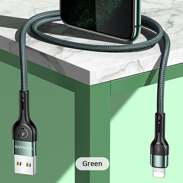 USAMS Kabel pleciony U55 lightning for set U55 zielony/green 1m SJ448USBSG02 (US-SJ448)