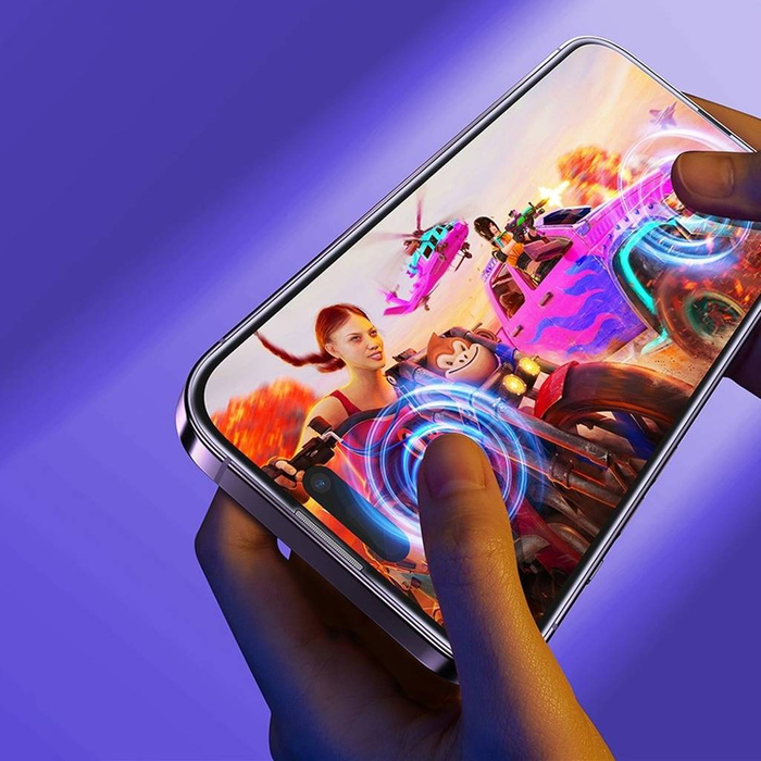 Baseus zestaw 2x szkło hartowane do iPhone 14 Pro Max na cały ekran z osłoną na głośnik 0.3mm + ramka montażowa