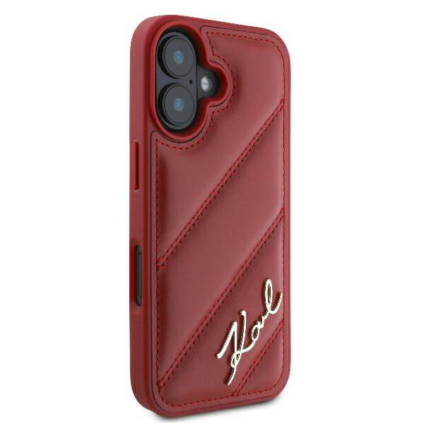 Etui Karl Lagerfeld iPhone 16 6.1" czerwony/red hardcase Diagonal Quilted Script