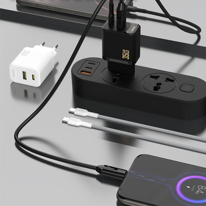 Ładowarka sieciowa Dudao A27 MaxC 35W GaN + kabel USB-C - biała