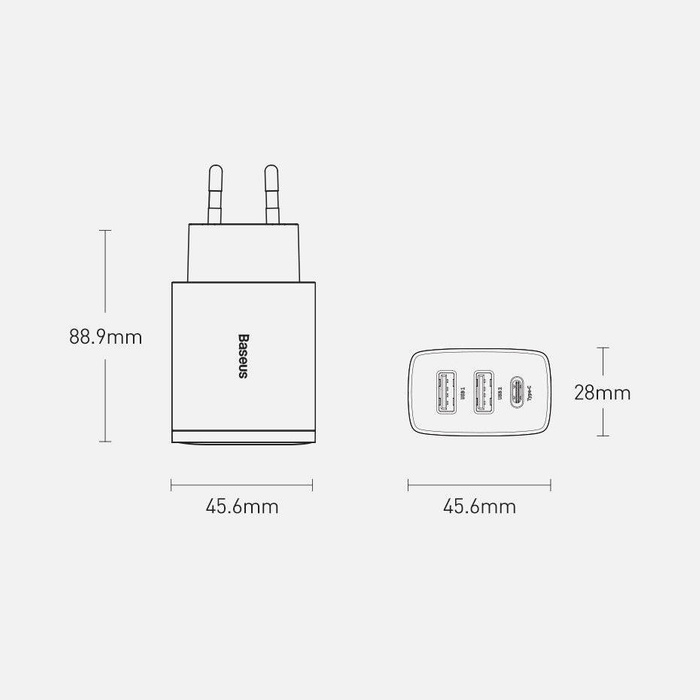 [PO ZWROCIE] Baseus Compact szybka ładowarka sieciowa 2x USB / USB Typ C 30W 3A Power Delivery Quick Charge biały (CCXJ-E02)