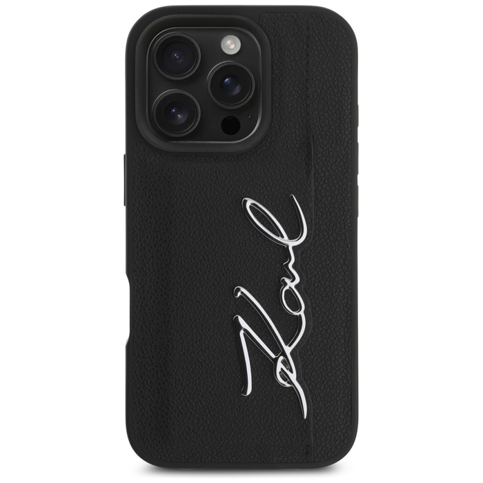 Etui Karl Lagerfeld HC Grained PU         Cardslot Metal Signature do iPhone 16 Pro Max czarny
