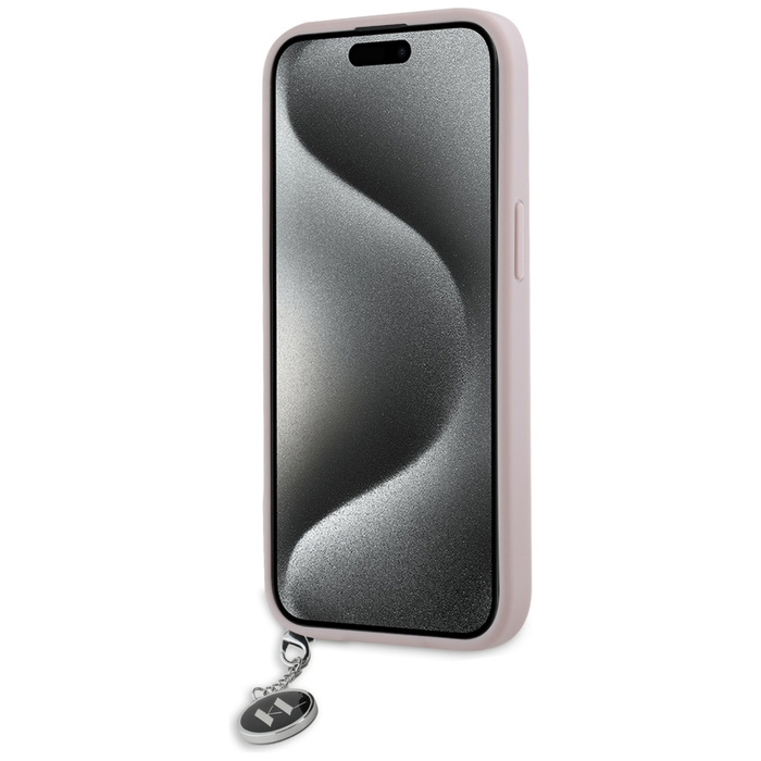 Karl Lagerfeld KLHCP15SPSAKDGCP iPhone 15 / 14 / 13 6.1" różowy/pink hardcase Saffiano Rhinestones & Charm