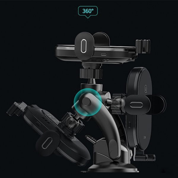 USAMS Uchwyt indukcyjny 15W Automatyczny do szyby/na deskę rozdzielczą czarny