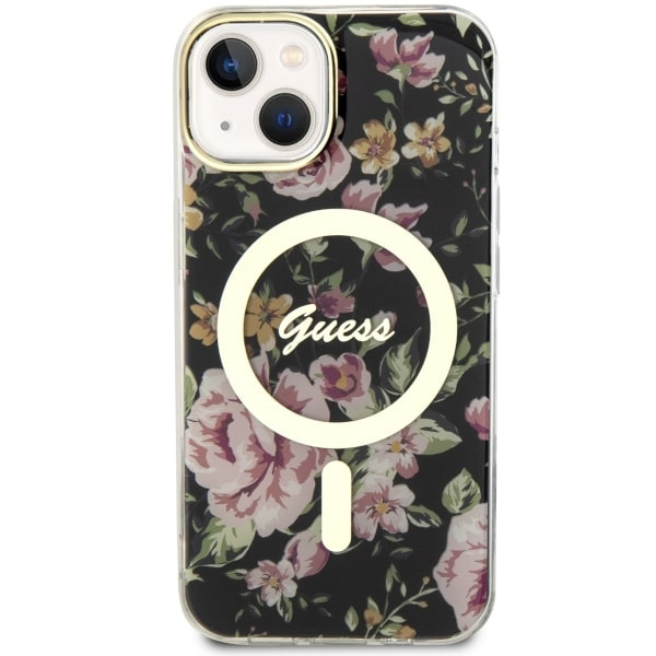 Etui Guess GUHMP14SHCFWSK iPhone 14 6.1" czarny/black hardcase Flower MagSafe Case