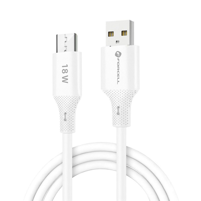Kabel USB A do Micro USB Forcell F-Energy QC3.0 2,4A 18W Silicone 1 m C341 biały