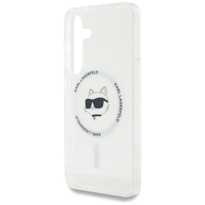 Etui Karl Lagerfeld Button Choupette      Head Printed Logo MagSafe do Samsung Galaxy S25+ biały