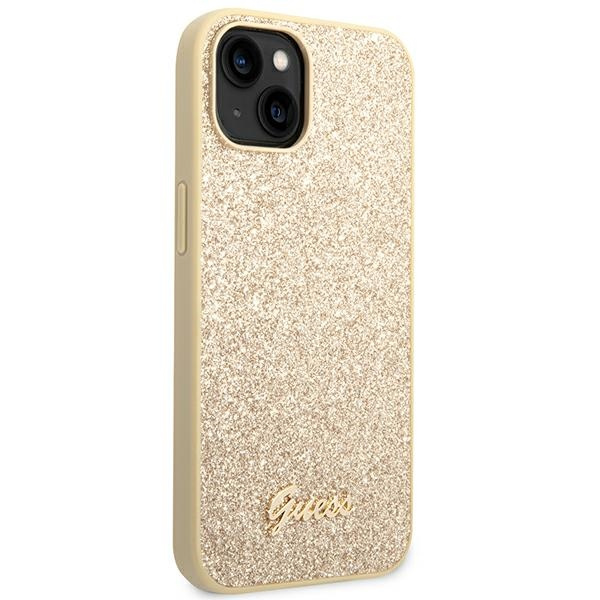 Etui GUESS Apple iPhone 14 Plus Glitter Script Złoty Hardcase