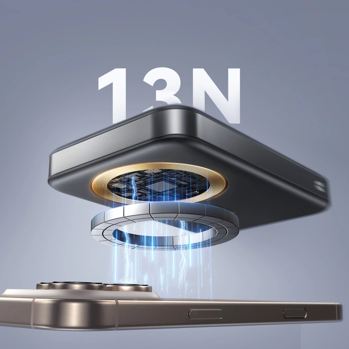 Powerbank Joyroom JR-PBM12 10000mAh 22.5W kompatybilny z MagSafe, ładowanie bezprzewodowe 15W, z podstawką w kształcie pierścienia - czarny