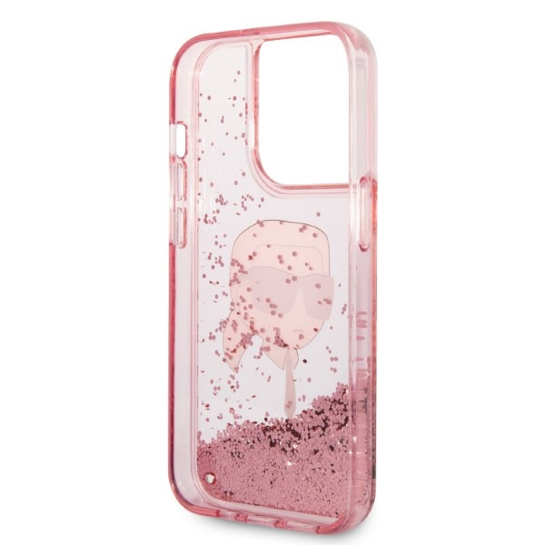 Etui KARL LAGERFELD Apple iPhone 14 Pro Max Glitter NFT Karl Head Różowy Hardcase