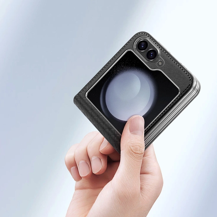 Etui Dux Ducis Bril skórzane na Samsung Galaxy Z Flip 6 - czarne