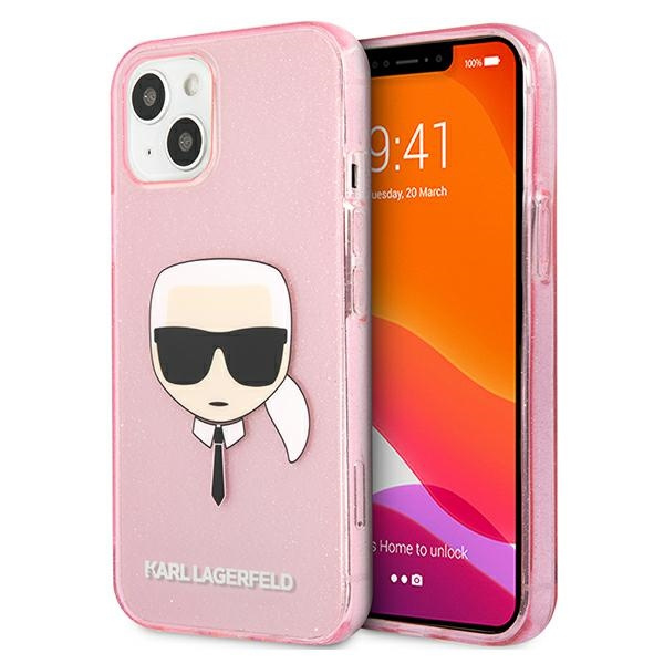 Etui KARL LAGERFELD Apple iPhone 13 Mini Glitter Karl`s Head Różowy Hardcase