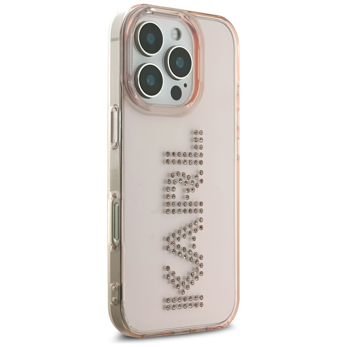 Etui Karl Lagerfeld IML Rhinestones Logo do iPhone 16 Pro Max różowy