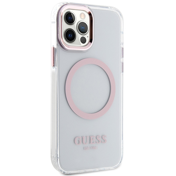 Etui Guess GUHMP12MHTRMP iPhone 12/12 Pro 6.1" różowy/pink hard case Metal Outline Magsafe Case