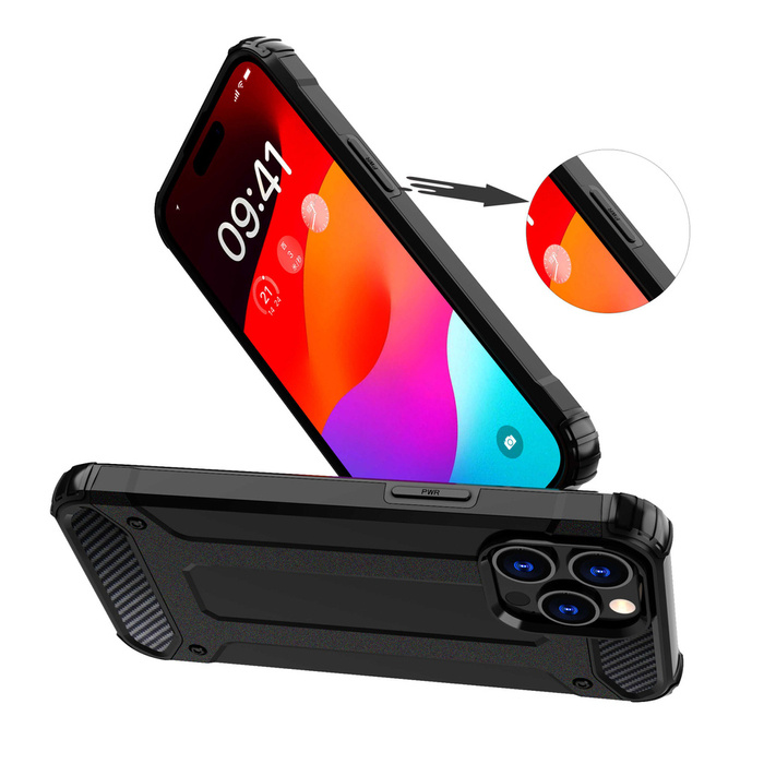 Etui Pancerne etui do iPhone 15 Pro Hybrid Armor - czarne Case