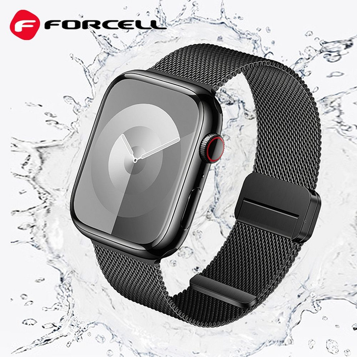 Pasek do Apple Watch Forcell F-Design FA14 magnetyczny stal 42 / 44 / 45 / 49 mm czarny