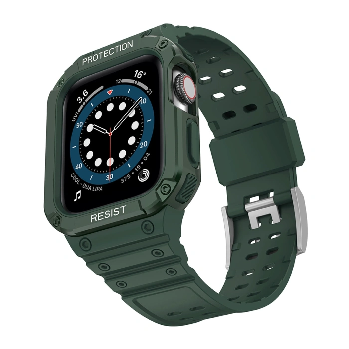 Pasek z etui ochronnym Protect Strap Band do Apple Watch 38 / 40 / 41 mm opaska obudowa pancerna - zielony