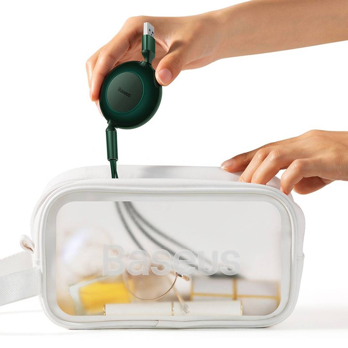 Baseus Bright Mirror 2 zwijany kabel przewód 3w1 USB Typ A - micro USB + Lightning + USB Typ C 66W 1.1m niebieski (CAMJ010103)