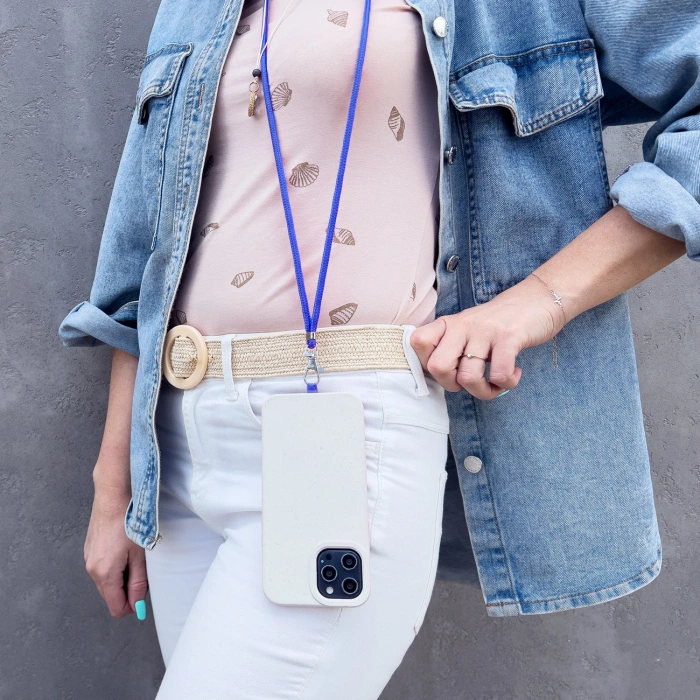 Stylowa smycz sznur z wkładką do telefonu kluczy biały