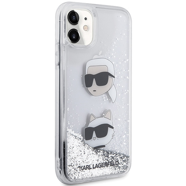 Etui Karl Lagerfeld KLHCN61LDHKCNS iPhone 11 / Xr 6.1" srebrny/silver hardcase Liquid Glitter Karl & Choupette Heads Case