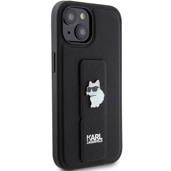 Etui Karl Lagerfeld KLHCP15SGSACHPK iPhone 15 6.1" czarny/black hardcase Gripstand Saffiano Choupette Pins Case