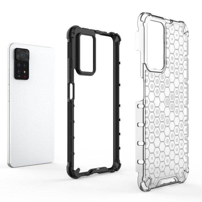 Etui Honeycomb pancerny pokrowiec z żelową ramką Xiaomi Redmi Note 11 Pro+ / 11 Pro czarny