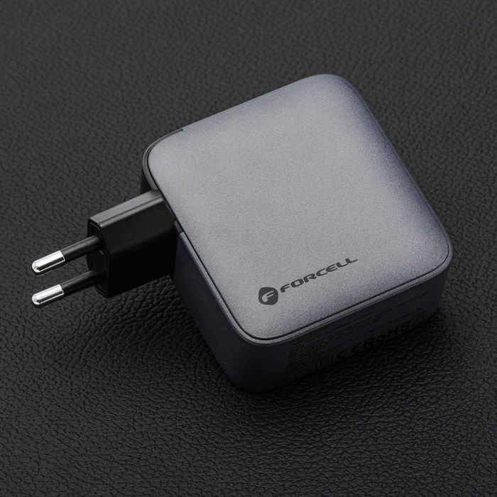 Ładowarka sieciowa do telefonu Forcell F-Energy GaN 3 x USB C + USB A QC4.0 PD 5A 100W VT-46 szara