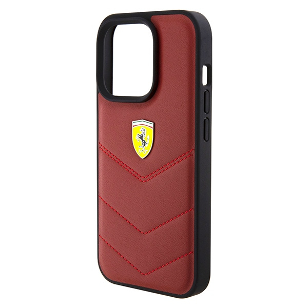 Etui Ferrari FEHCP15LRDUR iPhone 15 Pro 6.1" czerwony/red hardcase Leather Stitched Lines Case