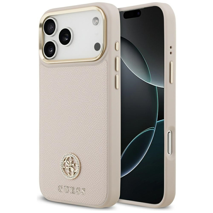 Etui Guess Grained Strass Logo MagSafe   do iPhone 17 Pro Max różowy