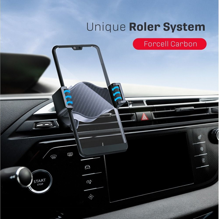 Uchwyt na telefon do samochodu uniwersalny Forcell F-Grip Carbon H-CF509 do kratki czarny