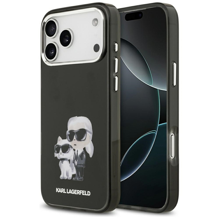 Etui Karl Lagerfeld IML Aquarelle Karl   & Choupette & Logo MagSafe do iPhone 17 Pro Max czarny