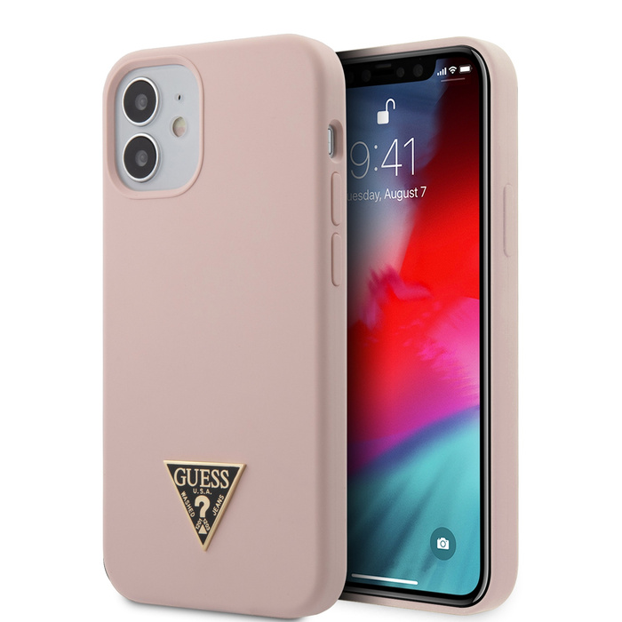 Etui GUESS Apple iPhone 12 Mini Silicone Triangle Logo Różowy Hardcase