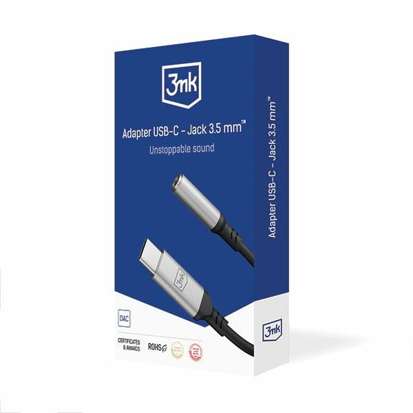 3MK Adapter USB-C - Jack 3,5 mm czarny/black