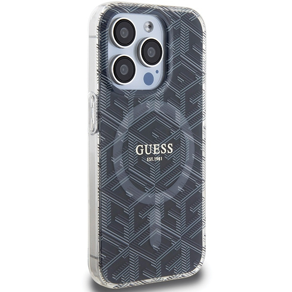 Etui Guess GUHMP15LHGCUSTGK iPhone 15 Pro 6.1" czarny/black hardcase IML GCube MagSafe Case