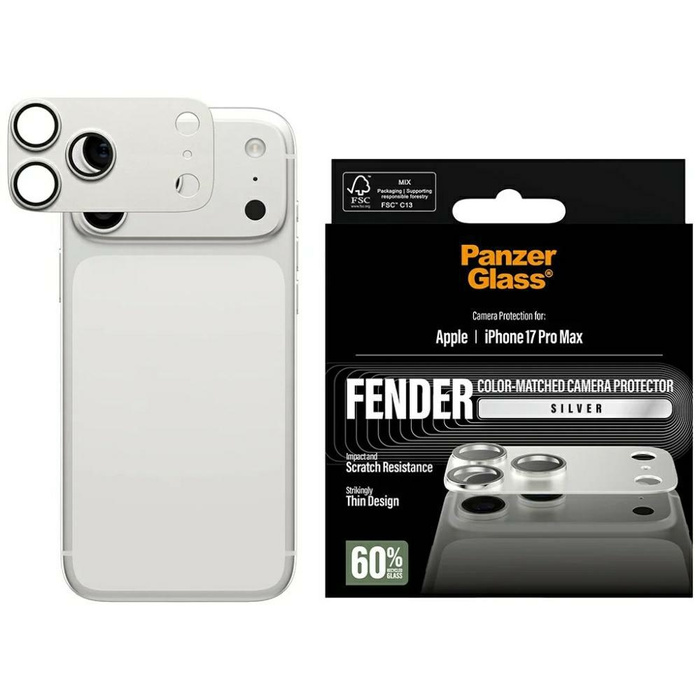 Szkło hartowane na obiektyw PanzerGlass  Fender Camera Protector do iPhone 17 Pro Max srebrny