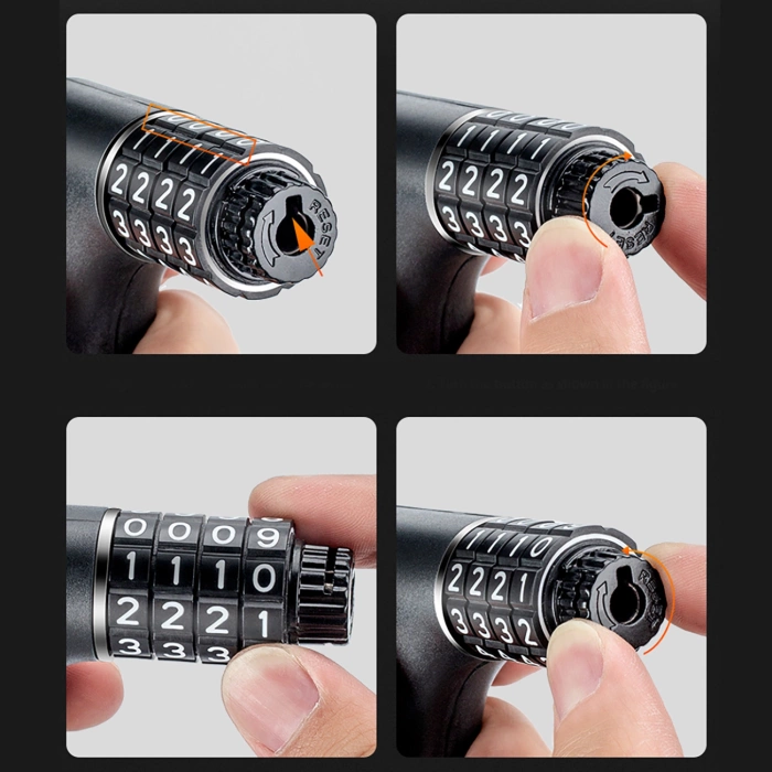 Zapięcie rowerowe Rockbros 3230002001 na szyfr i klucz - czarne