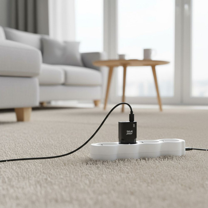 Ładowarka sieciowa do telefonu Blue Star Slim GaN USB C + USB A QC4.0 PD 3A 25W TFK-SC-25WAC czarna