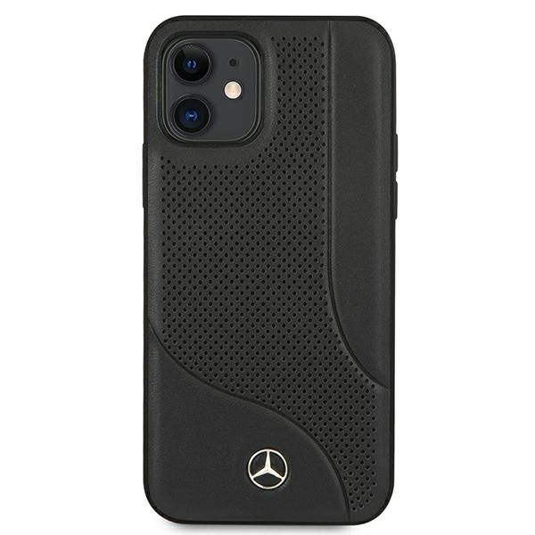 Etui MERCEDES Apple iPhone 12 Mini Leather Perforated Area Czarny Hardcase