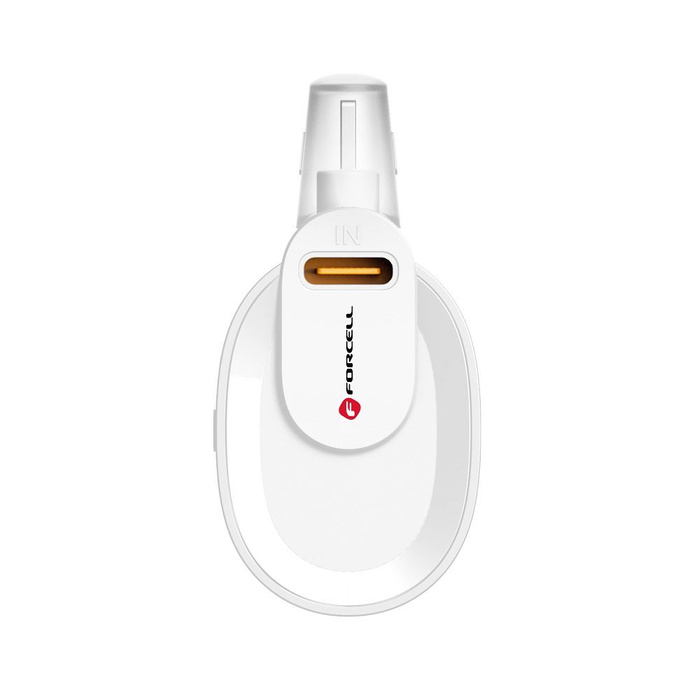 Powerbank Forcell F-Energy Power Plug F5K3 PD 20W 5000 mAh z wbudowanym złączem USB C biały