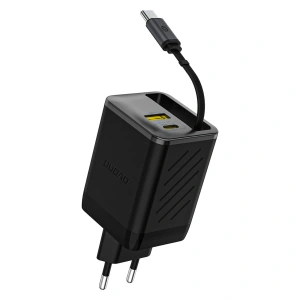 Ładowarka sieciowa Dudao A67EU GaN 67W z wbudowanym zwijanym kablem USB-C Power Delivery Quick Charge - czarna