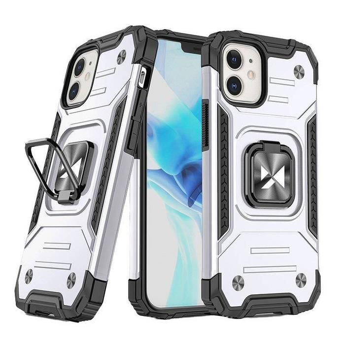Etui Wozinsky Ring Armor Etui iPhone 14 Pancerny Pokrowiec Uchwyt Magnetyczny Ring Srebrne Case