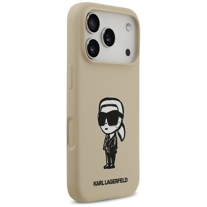 Etui Karl Lagerfeld Silicone Karl Sketch & Logo MagSafe do iPhone 17 Pro brązowy