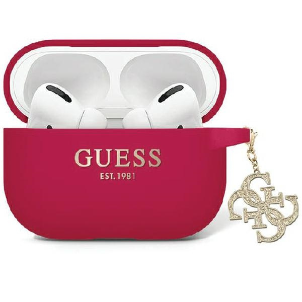 Etui Guess GUAP2LECG4M AirPods Pro 2 cover purpurowy/magenta Liquid Silicone Glitter Triangle Charm Case