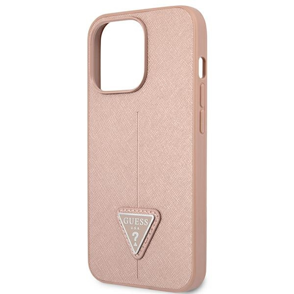 Etui GUESS Apple iPhone 13 13 Pro Saffiano Triangle Logo Różowy Hardcase